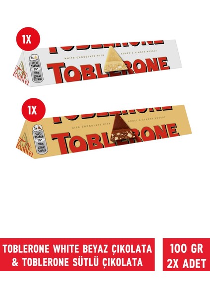 White Beyaz Çikolata 100 gr & Toblerone Sütlü Çikolata 100 gr