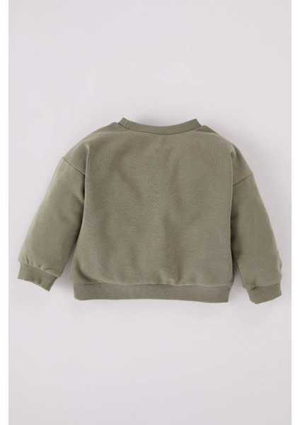 Erkek Bebek Bisiklet Yaka Doğa Baskılı İçi Yumuşak Tüylü Sweatshirt D5642A524WN