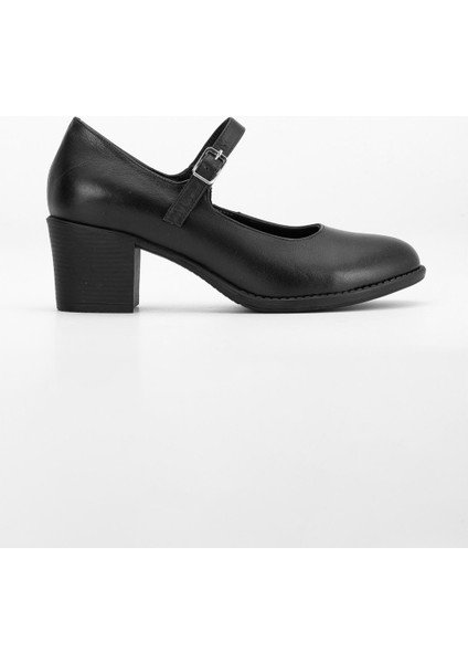 Kadın Deri Bantlı Topuklu Ayakkabı - Siyah fiyatları