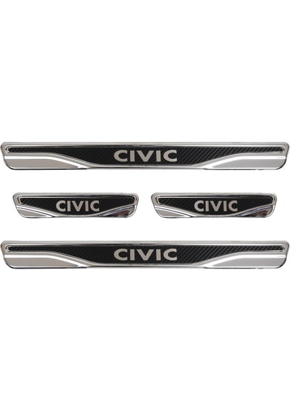 Honda Cıvıc Uyumlu 4 Parça Iç Kapı Eşiği Karbon Krom Abs