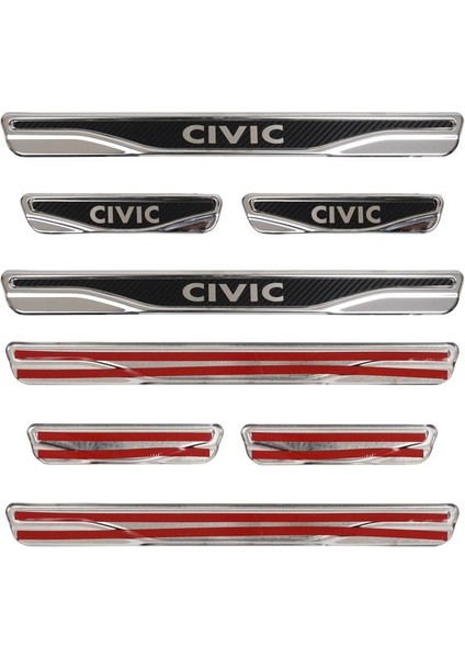 Honda Cıvıc Uyumlu 4 Parça Iç Kapı Eşiği Karbon Krom Abs indirimleri