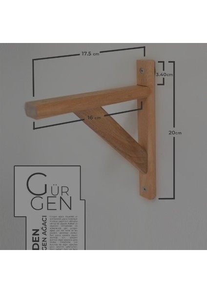 Raf Ayağı, Gürgen Ahşap Raf Ayağı (11 Adet) (Natural)