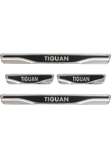 Vw Tiguan Uyumlu 4 Parça Iç Kapı Eşiği Karbon Krom Abs