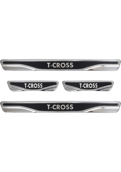 Vw T-Cross Uyumlu 4 Parça Iç Kapı Eşiği Karbon Krom Abs