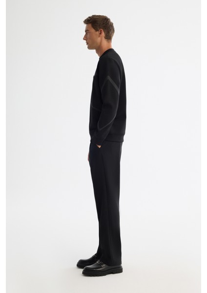 Erkek Siyah Bisiklet Yaka Pamuklu Baskılı Regular Fit Sweatshirt A42Y1317 modelleri