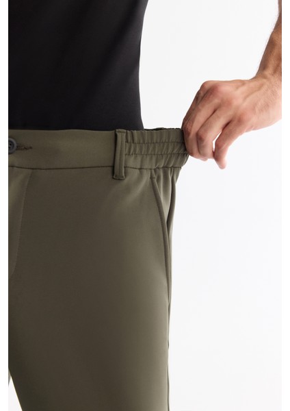 Erkek Haki Kırışmaz Hızlı Kuruyan Beli Lastikli Ekstra Esnek Teknik Kumaş Slim Fit Pantolon A42Y3065 fiyatları