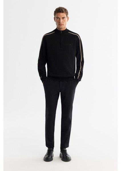 Erkek Siyah Fermuarlı Dik Yaka Rayon Triko Regular Fit Kazak A42Y5005 indirimleri