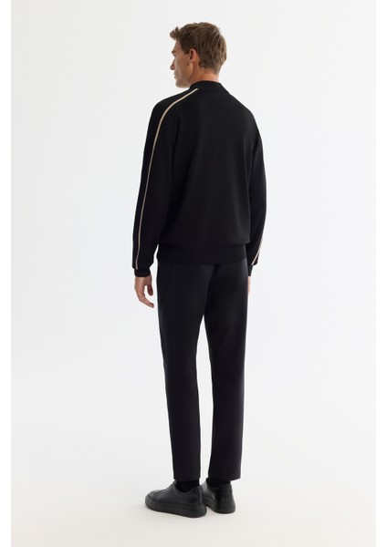 Erkek Siyah Fermuarlı Dik Yaka Rayon Triko Regular Fit Kazak A42Y5005 fırsatları