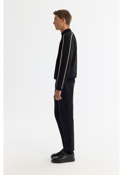 Erkek Siyah Fermuarlı Dik Yaka Rayon Triko Regular Fit Kazak A42Y5005 modelleri