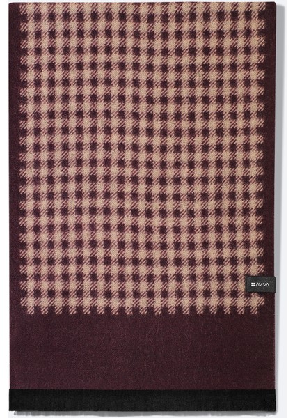 Erkek Bordo Viskon Karışımlı Püsküllü Desenli Şal A42y9407