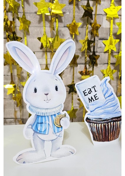 Alice In Wonderland Tema Doğum Günü Ayaklı Pano Seti Alice In Wonderland Doğum Günü Masa Üstü Panolar modelleri