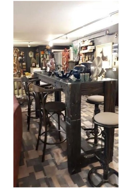 Vıntage 2li Metal Bar Taburesi Takım Pedallı Özel Tasarım
