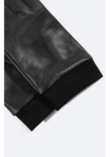 Erkek Siyah %100 Deri Düz Eldiven A42y9700 modelleri