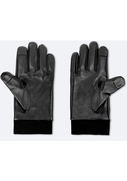 Erkek Siyah %100 Deri Düz Eldiven A42y9700 fiyatları