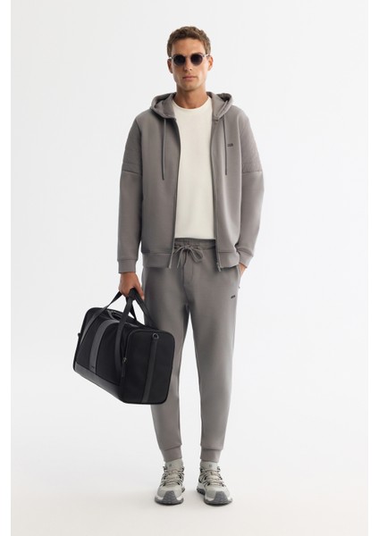 Erkek Gri Kapüşonlu Pamuklu Fermuarlı Elastan Regular Fit Sweatshirt A42Y1264 indirimleri