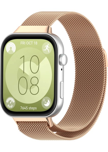 Huawei Watch Fit 3 Uyumlu Manyetik Mıknatıslı Hasır Kordon Kayış
