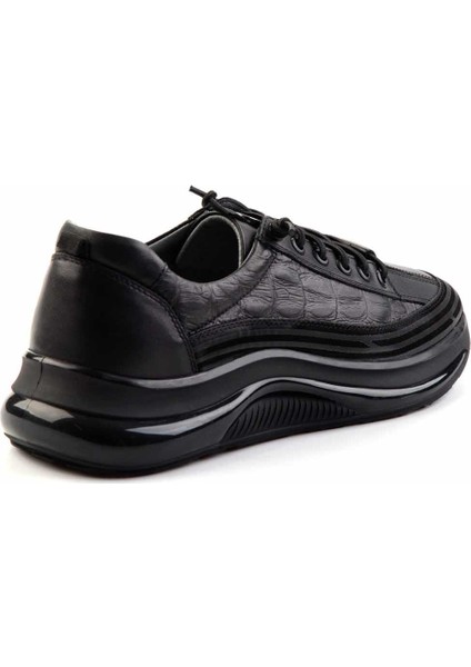 Siyah Deri Erkek Sneaker E01018240203 modelleri