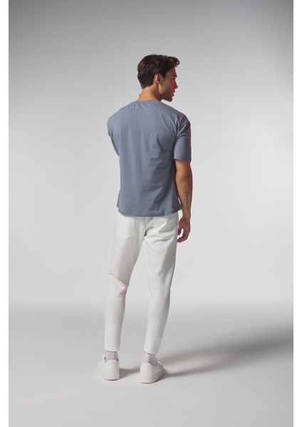 Mavi Düşünen Adam Baskılı Oversize Tshirt