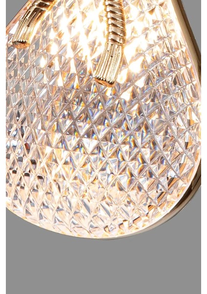 Modern Elegance Luxury Sarkıt Kristal Camlı LED Avize Gold Yatak Başı Sarkıt Avize