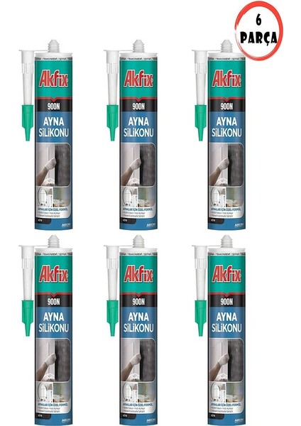 6 Parça 900N Nötr Ayna Silikonu 280ML Şeffaf
