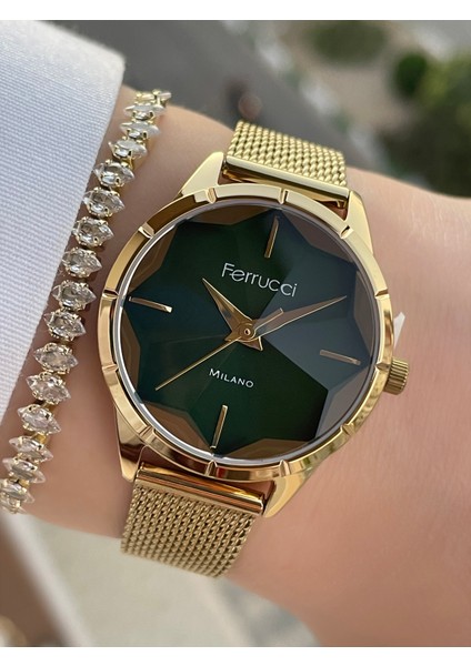 Kadranı Yeşil Kadın Kol Saati ve Bileklik