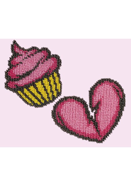 Miniart Cupcake, Kalp Boncuk Nakış Seti