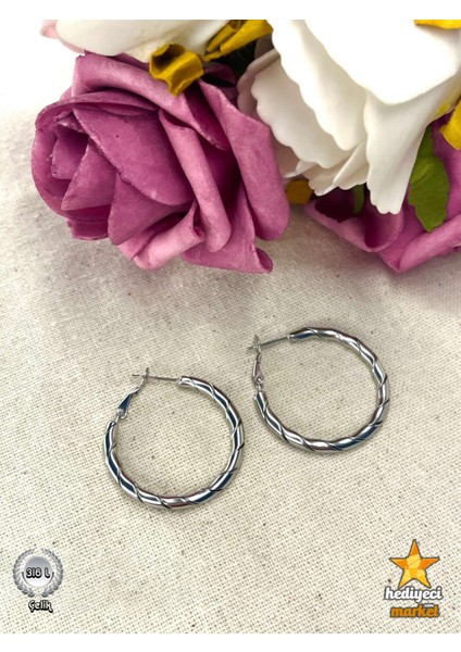316 L Paslanmaz Altın & Gümüş Rengi Kalın Burgu Çelik Küpe - HMKÜ-0010 & HMKÜ-0011 fırsatları