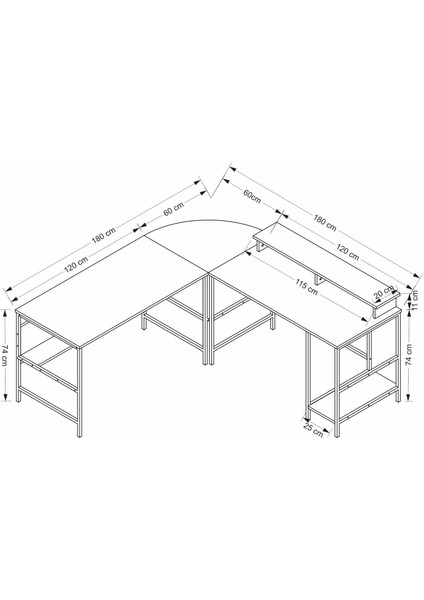 Greta Köşe Masa Set (Led Işıklı) - Beyaz