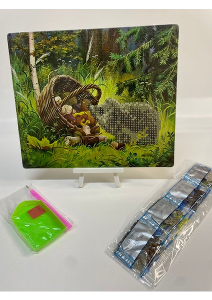 Boncuklu Taşlı Mozaik Elmas Boyama Goblen Tablo Resim Puzzle Dıamond Set 21X25 Çocuklar Için