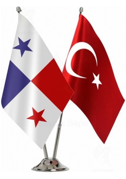 Panama ve Türkiye Ikili Masa Bayrağı Seti