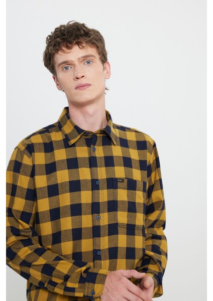Regular Fit Normal Kesim %100 Pamuk Sarı Gömlek Ceket