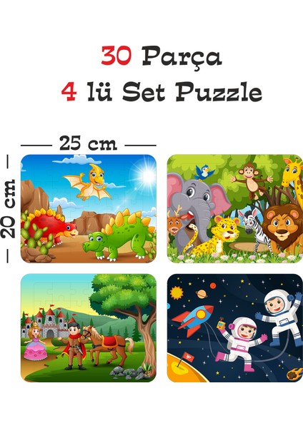 30 Parça Ahşap Eğitici Yapboz Puzzle Seti (Set 6)