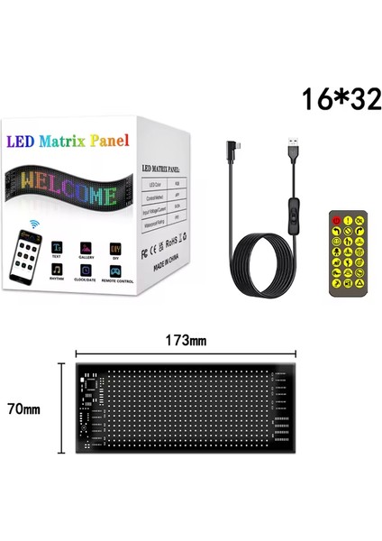 LED Matrix Piksel Panel Işık 5V USB Akıllı Uygulama Kontrolü Kaydırma Reklamı Özel Fonksiyonlu LED 7x17CM