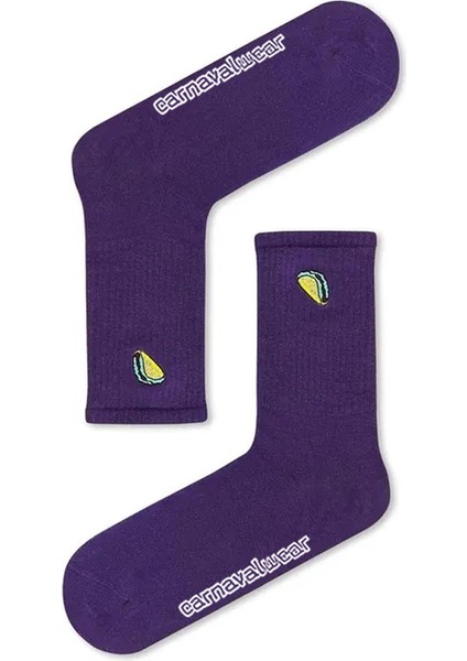 Taco Nakışlı Desenli Spor Çorap