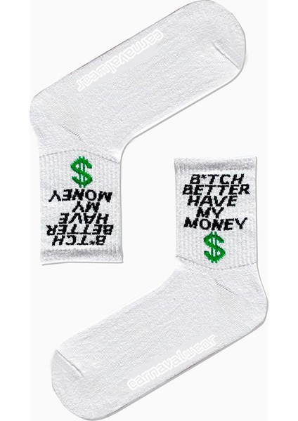 Bitch Better Have My Money Yazılı Desenli Renkli Spor Çorap