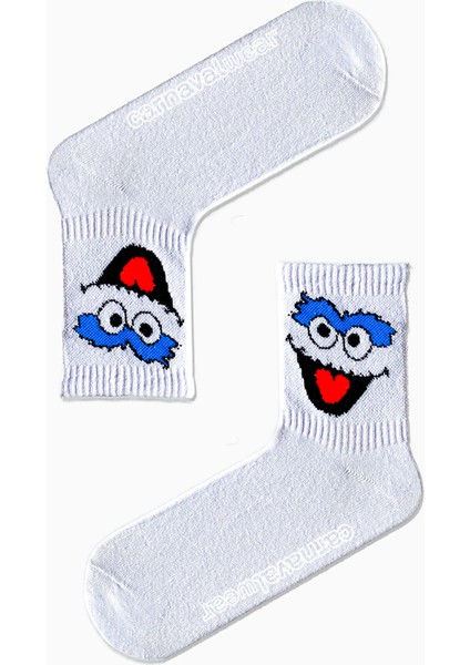 Mavi Emojili Desenli Spor Çorap