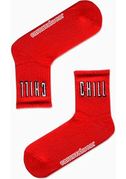 Chill Yazılı Desenli Renkli Spor Çorap