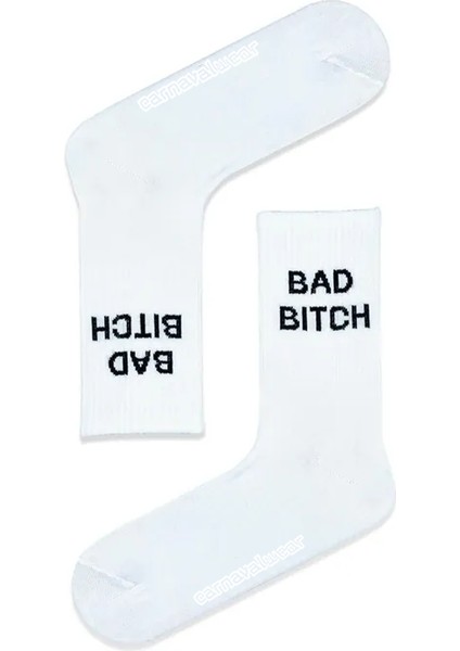 Bad Bitch Desenli Renkli Çorap