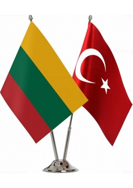 Litvanya ve Türkiye Ikili Masa Bayrağı Seti