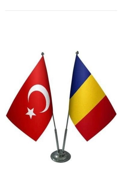 Romanya ve Türkiye Ikili Masa Bayrağı Seti