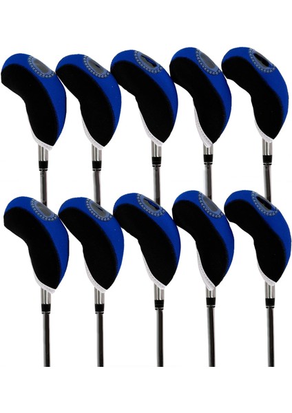 10X Neopren Golf Ütüler Golf I Kılıfı Woods Headcovers Mavi (Yurt Dışından)