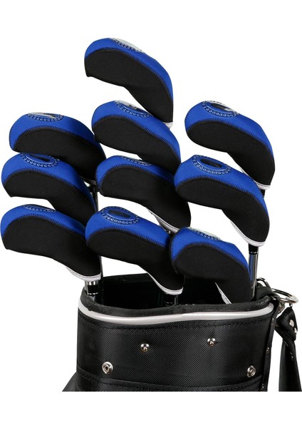 10X Neopren Golf Ütüler Golf I Kılıfı Woods Headcovers Mavi (Yurt Dışından)