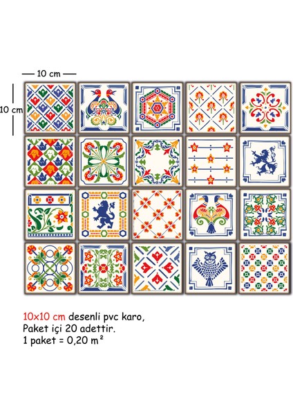 Kendinden Yapışkanlı Oyun Desenli Pvc Karo 10 x 10 cm 20'li Paket modelleri