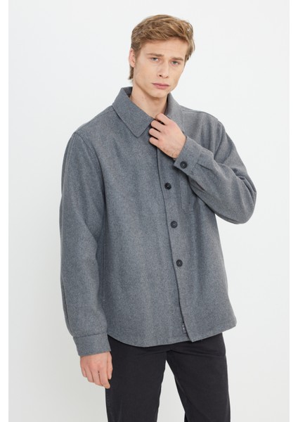 Loose Fit Rahat Kesim Antrasit Melanj Gömlek Ceket fiyatları