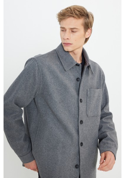 Loose Fit Rahat Kesim Antrasit Melanj Gömlek Ceket fırsatları