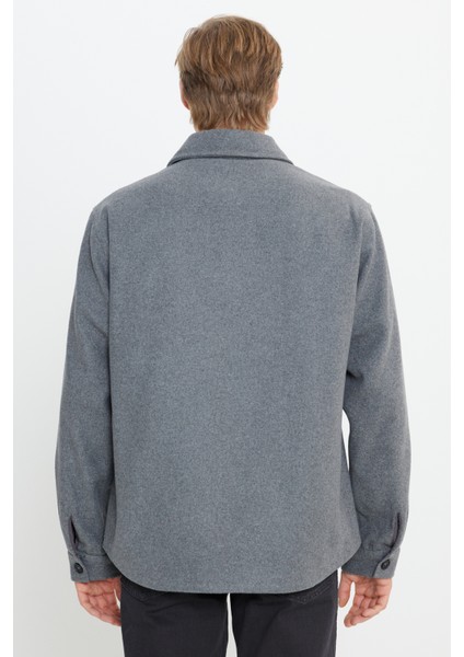 Loose Fit Rahat Kesim Antrasit Melanj Gömlek Ceket indirimleri