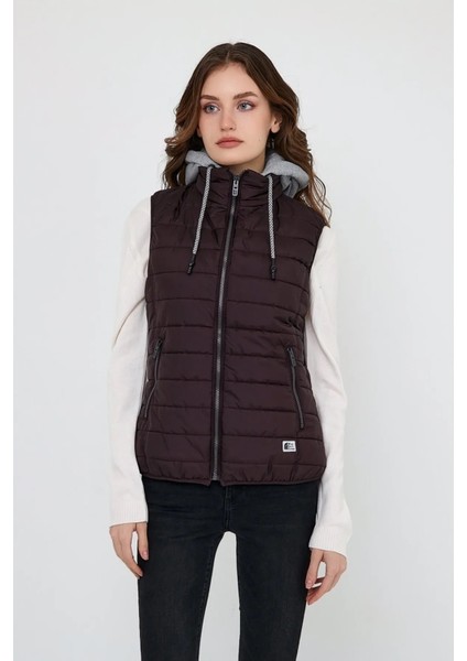 Kadın Kapüşonlu Penye Astarlı Şişme Yelek - Beyaz fiyatları