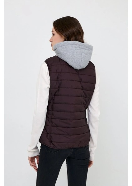 Kadın Kapüşonlu Penye Astarlı Şişme Yelek - Beyaz modelleri