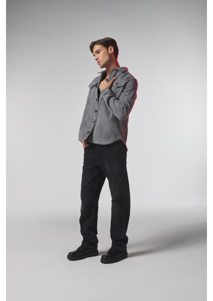 Gömlek Tipi Kaşe Gri Erkek Ceket modelleri