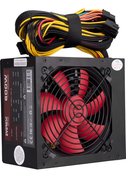 Bilişim Everest EPS-600A 12CM Fan 4xsata Aktif Pfc Power Supply Atx Btx Eps 3in1 600W Power Supply